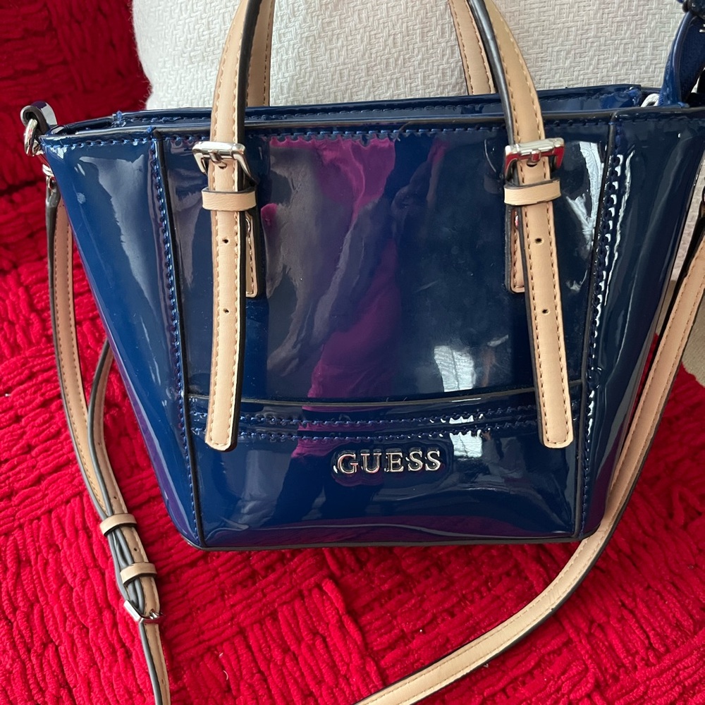 GUESS Navy Blue and Tan Women's Bag